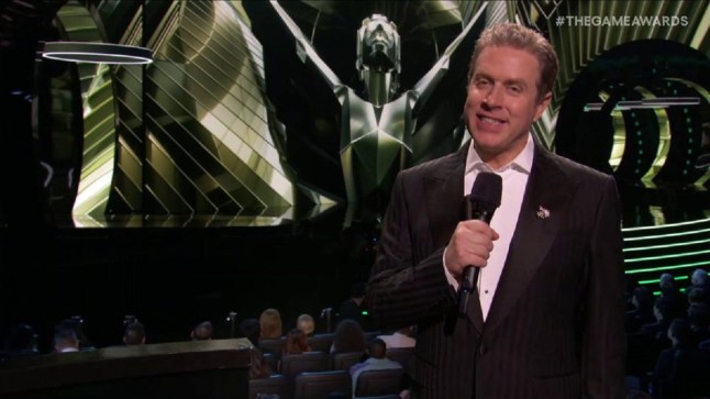 Geoff Keighley at The Game Awards 2025 holding a microphone