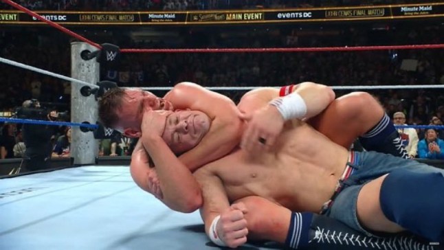 John Cena taps out to GUNTHER in a sleeper hold in his last ever match at Saturday Night's Main Event