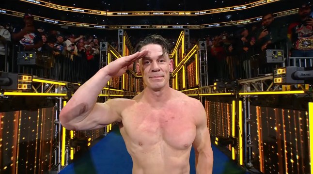 John Cena salutes the WWE fans after his retirement match at Saturday Night's Main Event