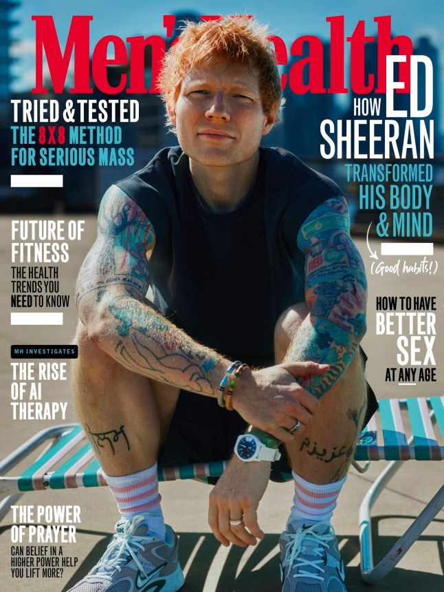 Ed Sheeran stars on the cover of Men's Health UK & opens up on his journey into fitness T&Cs ? Please feature the Men?s Health UK Jan/Feb front cover with all editorial. Please credit the cover with: ?Patrik Giardino / Men?s Health? and download it from here: https://we.tl/t-T9aHKcE2mp ? Please credit the quotes to ?Men?s Health UK? in the first three paragraphs, and for online editorial, hyperlink this credit to: https://www.menshealth.com/uk/fitness/a69729547/ed-sheeran-mens-health/ ? Please also state: ?The full interview is in the next issue of Men?s Health UK on sale 23 December, or now on the MH website? ? There is a selection of images of Ed Sheeran available to use alongside the front cover. Please credit: ?Patrik Giardino / Men?s Health? and download from the following links: o For print editorial, please use the cover and images here: https://we.tl/t-kl6RczQWem o For online editorial, you must use the cover and watermarked images here: https://we.tl/t-f024YA5ELM ? Please note, these images should only be used alongside the quotes in the below press release and are not to be used out of context. The images must not be cropped or altered. ? Warrant there will be no derogatory, defamatory or negative reference made to Men?s Health or anyone featured in the release or images .T&Cs ? Please feature the Men?s Health UK Jan/Feb front cover with all editorial. Please credit the cover with: ?Patrik Giardino / Men?s Health? and download it from here: https://we.tl/t-T9aHKcE2mp ? Please credit the quotes to ?Men?s Health UK? in the first three paragraphs, and for online editorial, hyperlink this credit to: https://www.menshealth.com/uk/fitness/a69729547/ed-sheeran-mens-health/ ? Please also state: ?The full interview is in the next issue of Men?s Health UK on sale 23 December, or now on the MH website? ? There is a selection of images of Ed Sheeran available to use alongside the front cover. Please credit: ?Patrik Giardino / Men?s Health? and download from the following links: o For print editorial, please use the cover and images here: https://we.tl/t-kl6RczQWem o For online editorial, you must use the cover and watermarked images here: https://we.tl/t-f024YA5ELM ? Please note, these images should only be used alongside the quotes in the below press release and are not to be used out of context. The images must not be cropped or altered. ? Warrant there will be no derogatory, defamatory or negative reference made to Men?s Health or anyone featured in the release or images