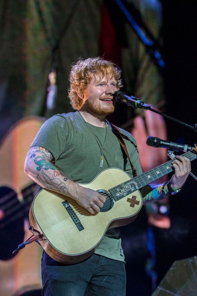 BRISBANE, AUSTRALIA - NOVEMBER 28: Ed Sheeran performs at Suncorp Stadium on November 28, 2015 in Brisbane, Australia. (Photo by Glenn Hunt/Getty Images)