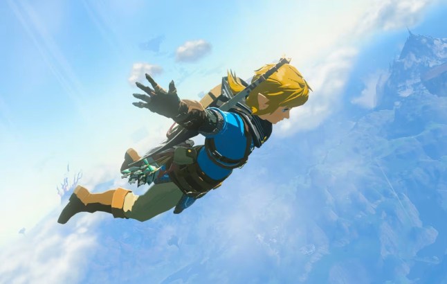 Link falling from the sky in Zelda: Tears Of The Kingdom