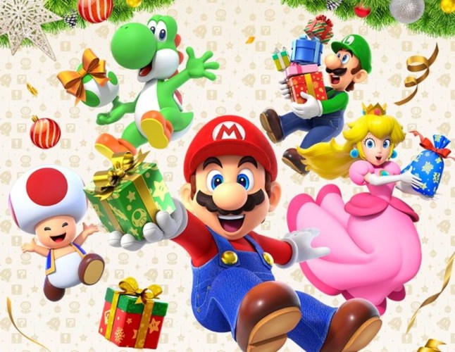 Super Mario characters at Christmas