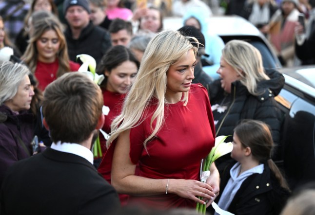 Bethany Peaty departs the wedding of Adam Peaty and Holly Ramsay at Bath Abbey on December 27, 2025 in Bath, England.