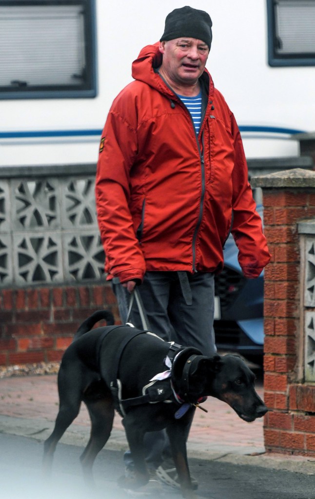 Adam Peaty's dad Mark takes the dog for a walk today (28th Dec '25) at the family home in Staffordshire a day after Adam married Holly in Bath. Also the Union flag outside the home is now flying the correct way after flying in distress mode (upside down)