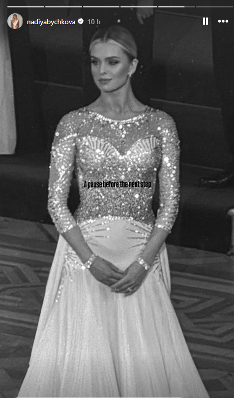 Nadiya poses in a black and white photo, looking thoughtful